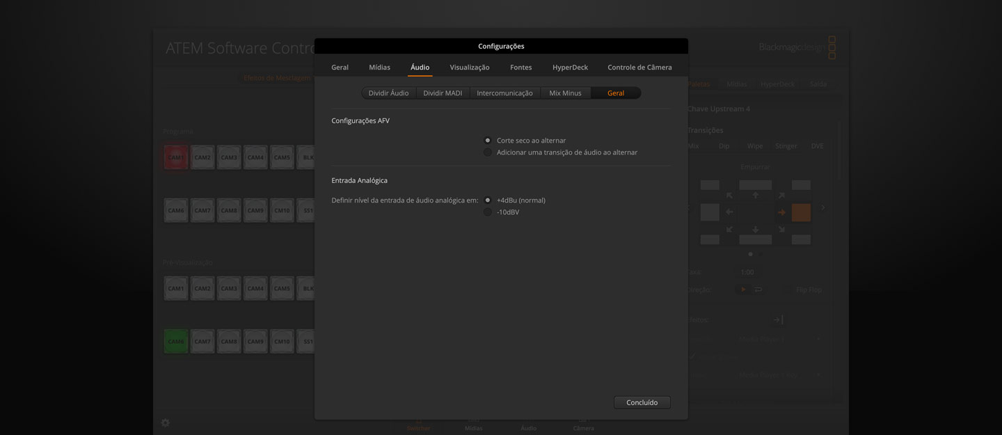Switcher Settings - Audio