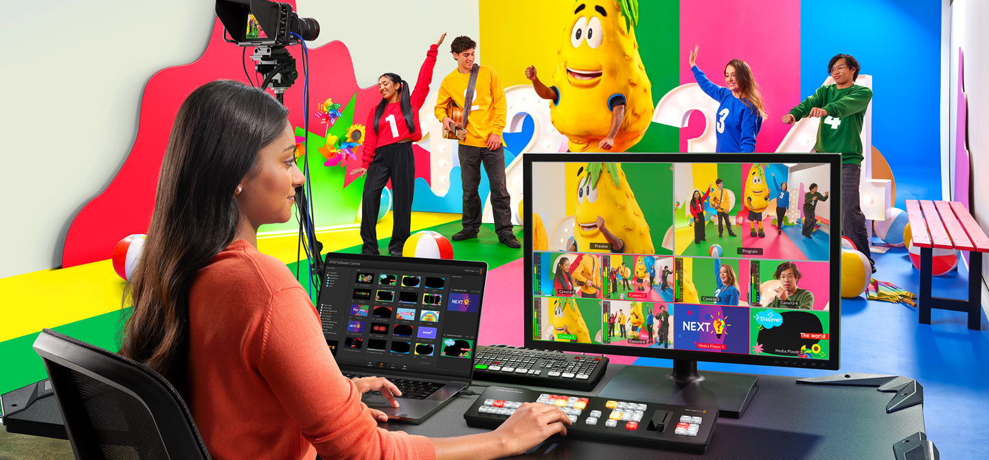 Person utilising ATEM Panels to broadcast show