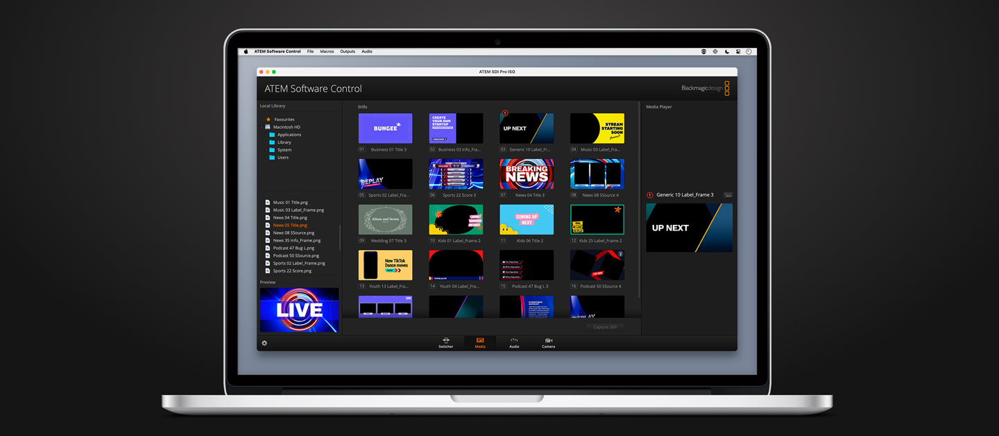 ATEM Software Control Media Screen.