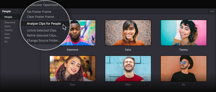 Automatically organize clips using facial recognition!