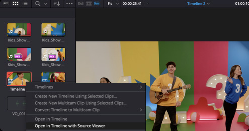 Source Viewer Timeline Editing